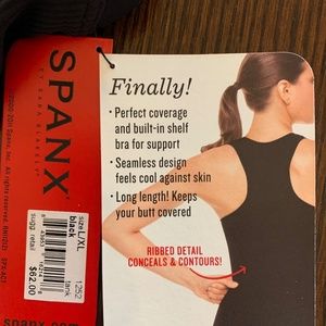 Spanx Ribbed Racerback With Shelf Bra Black Size L/XL NWT